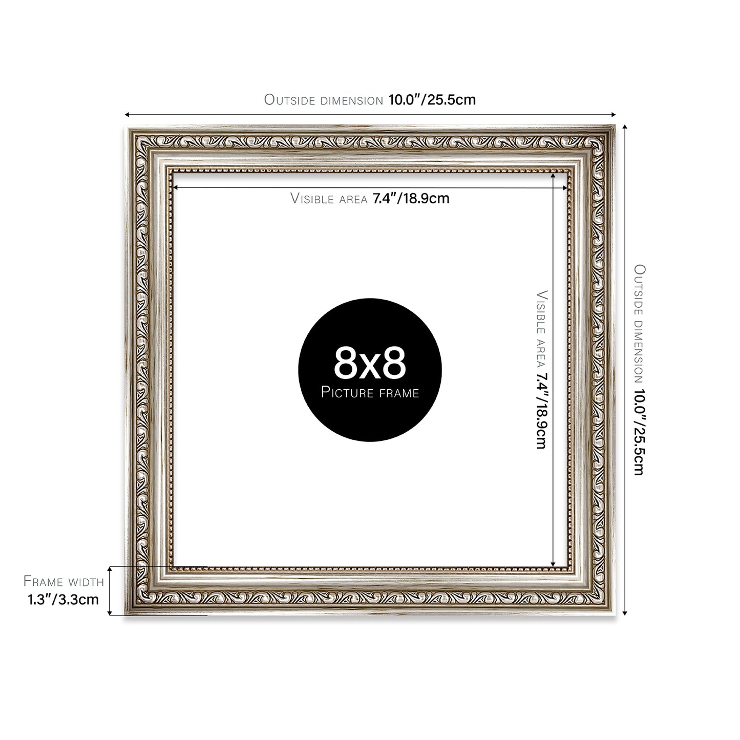 Silver Ornate Picture Frame 33mm Edge
