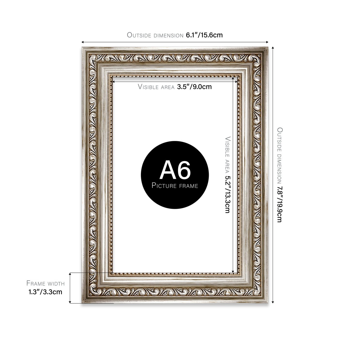 Silver Ornate Picture Frame 33mm Edge