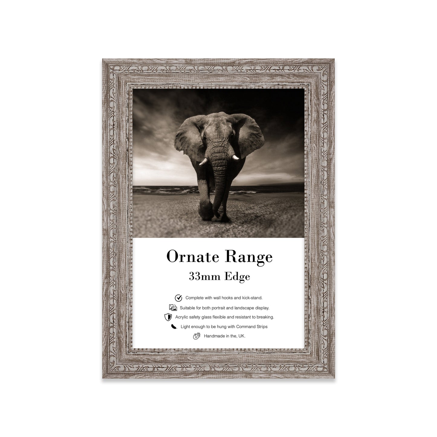 A6 ornate walnut picture frame