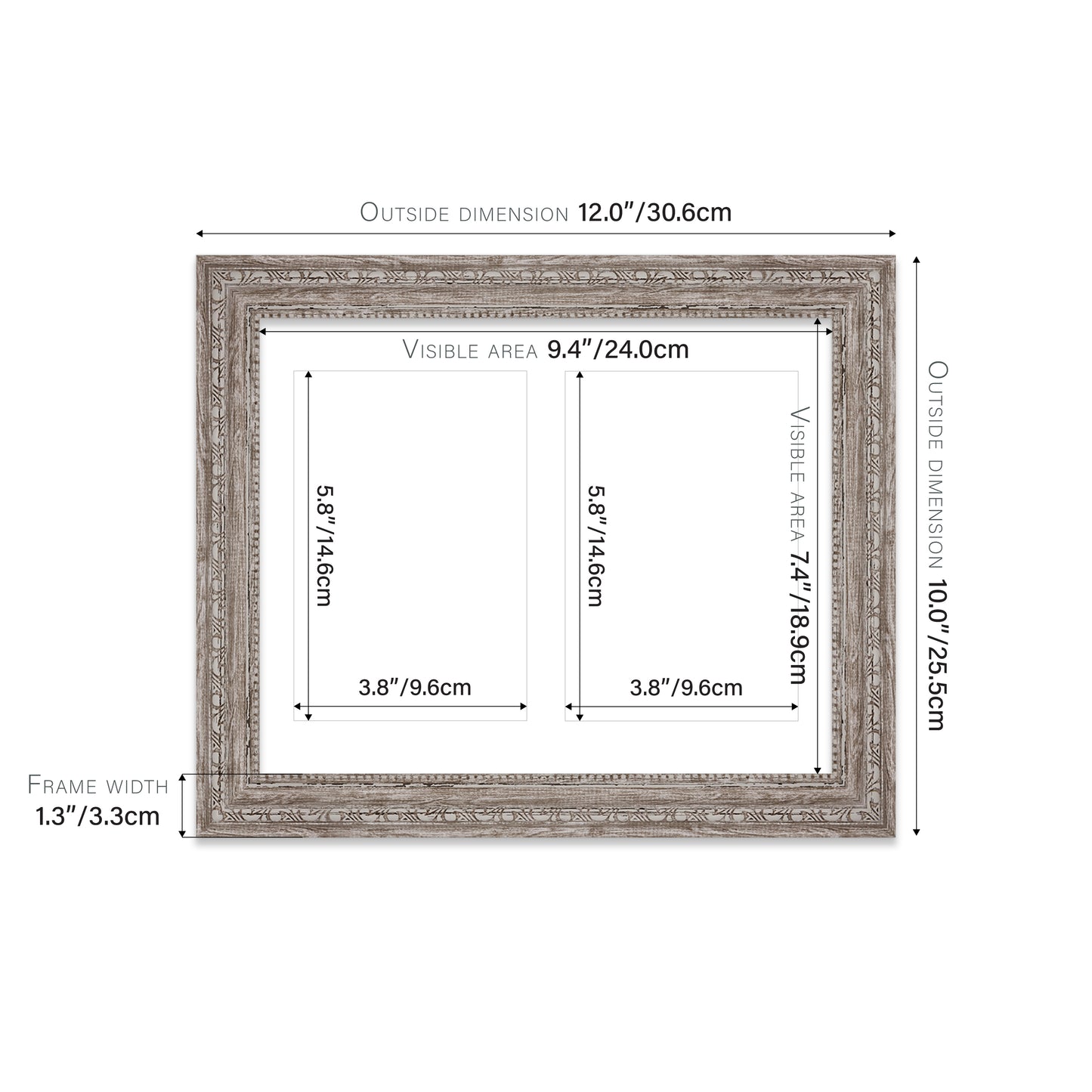 11x9 vintage style walnut frame