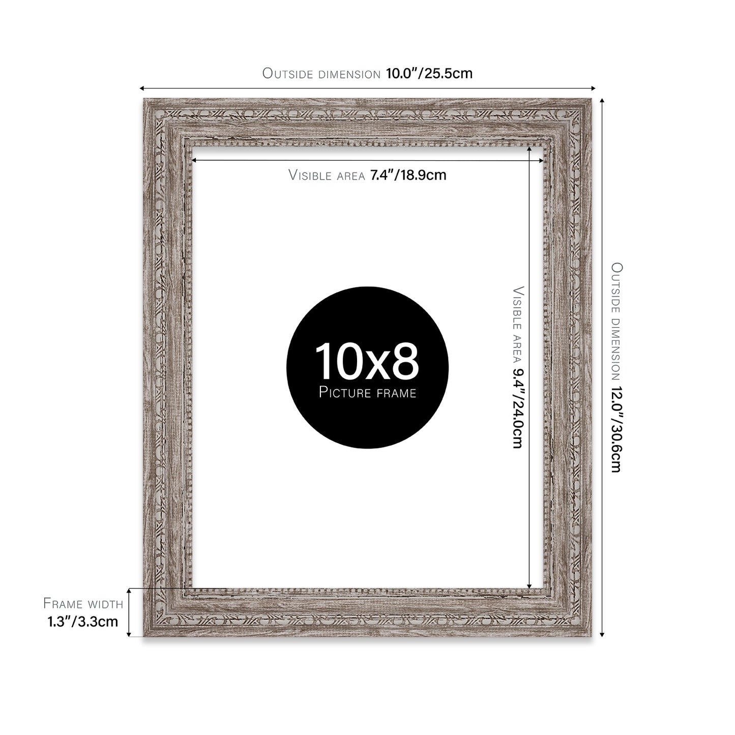 10x8 decorative carved picture frame walnut