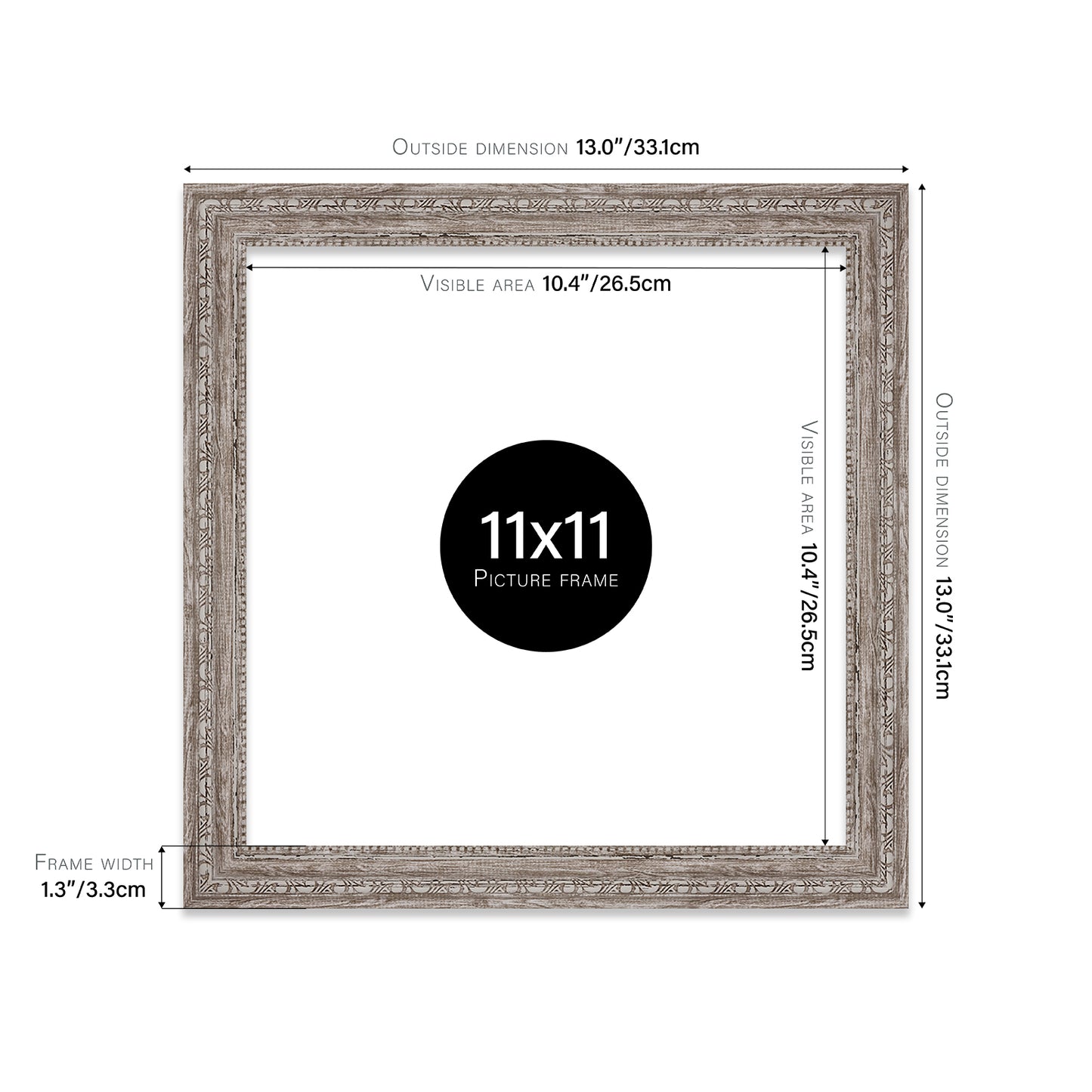 11x11 walnut ornate photo frame UK
