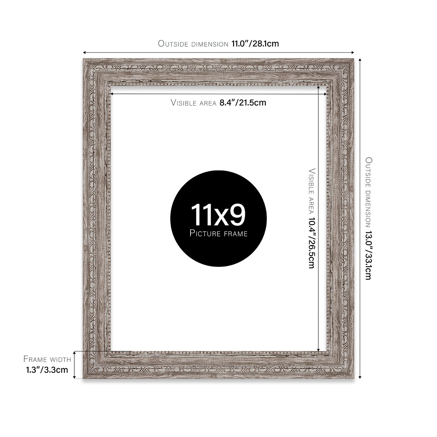 12x10 walnut antique style photo frame