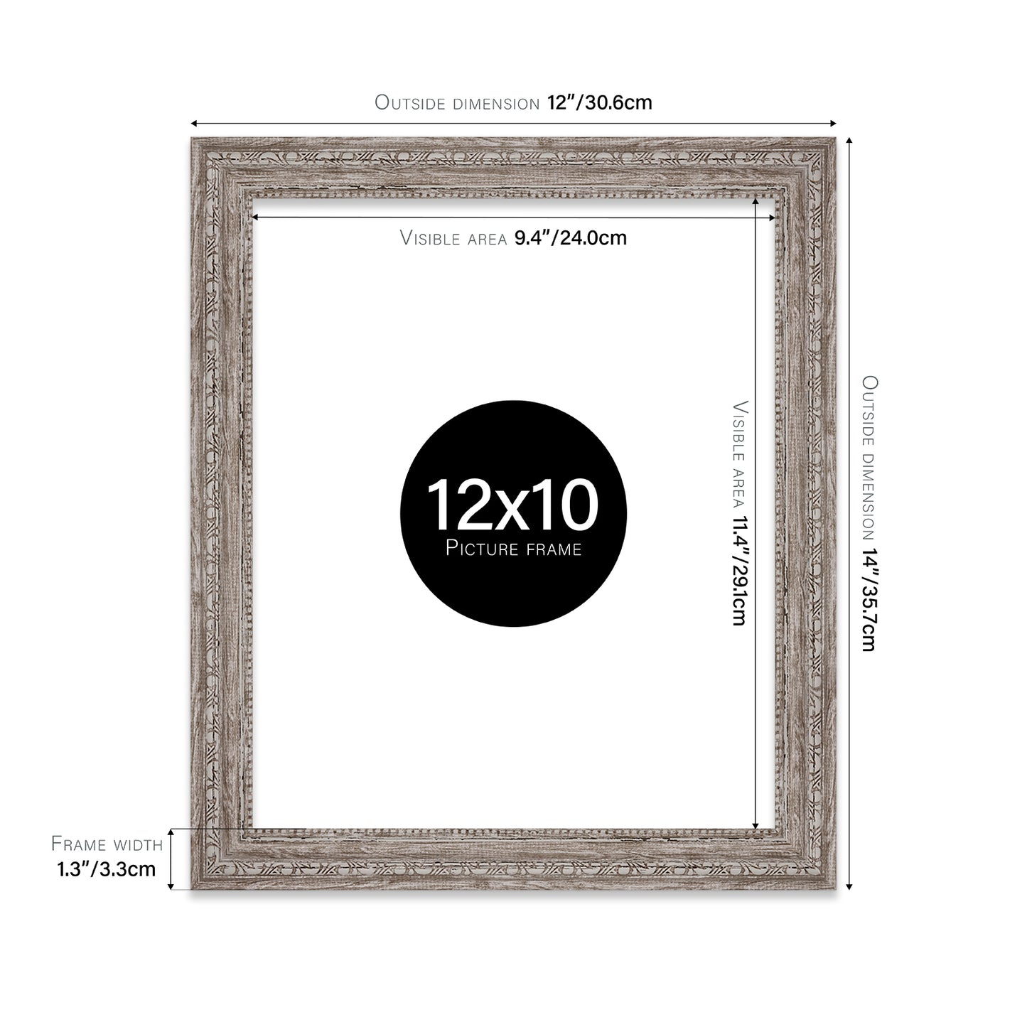 12x10 baroque style picture frame walnut