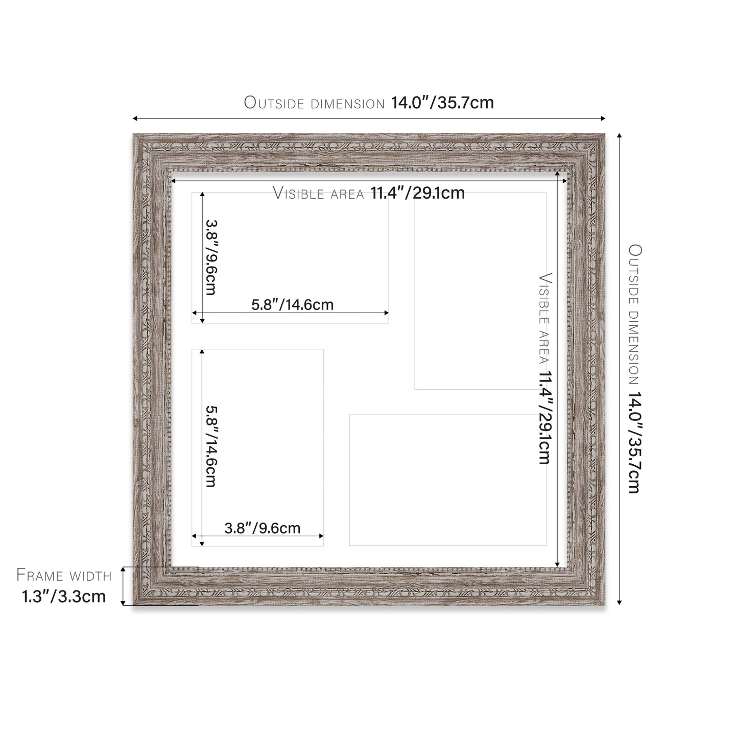 13x13 traditional ornate photo frame wood