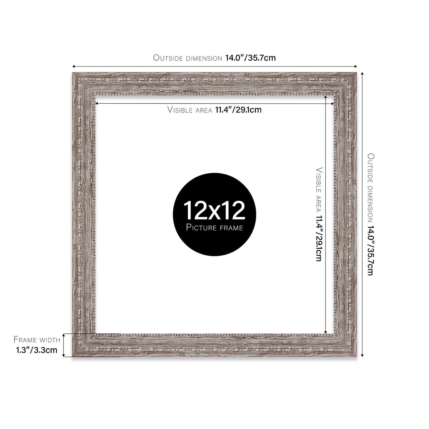 12x12 walnut antique style photo frame