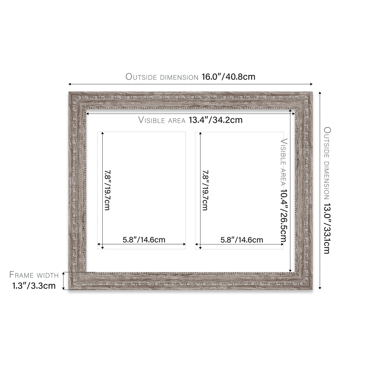 16x12 ornate walnut picture frame