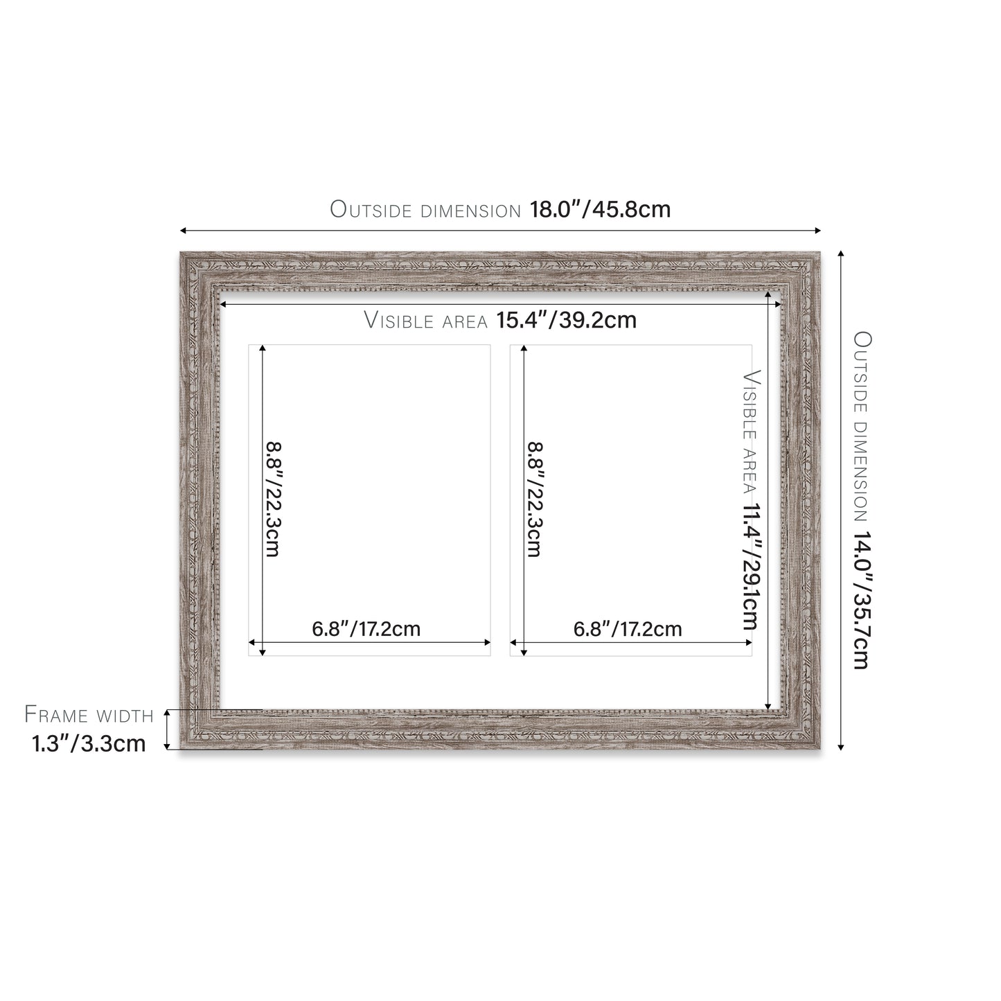 18x12 baroque style picture frame walnut