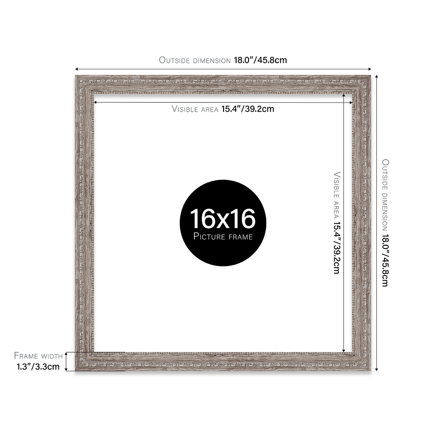 16x16 walnut ornate photo frame UK