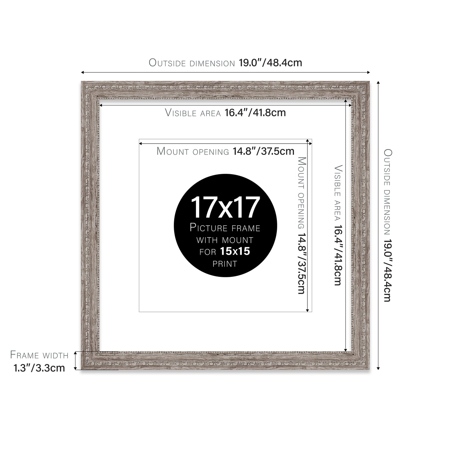 18x18 walnut antique style photo frame