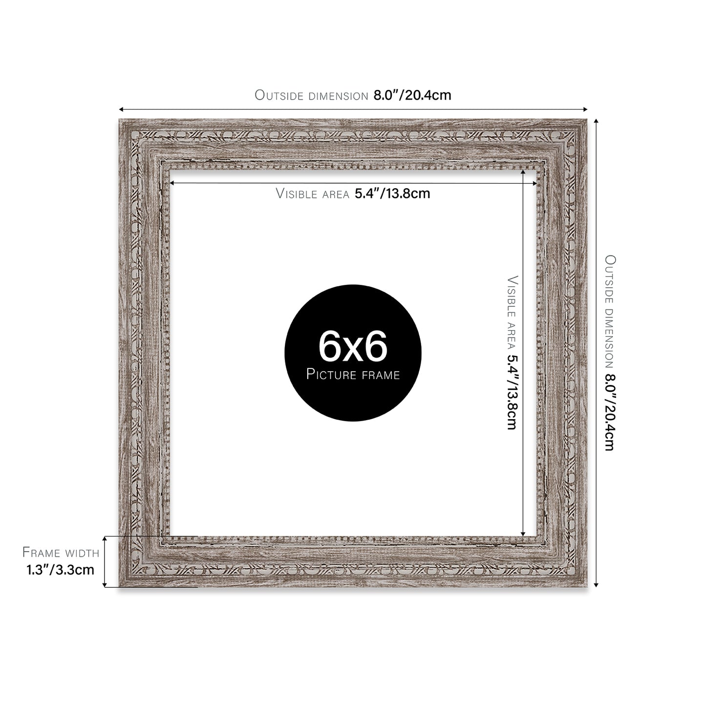 6x6 walnut ornate photo frame UK