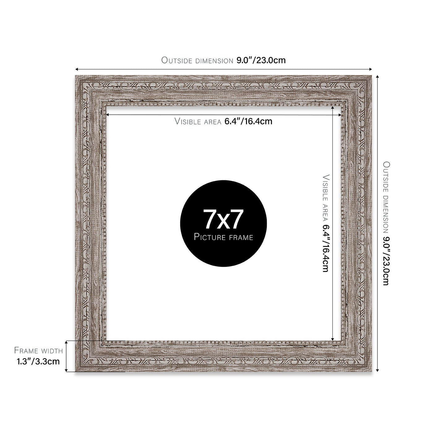 7x7 walnut antique style photo frame