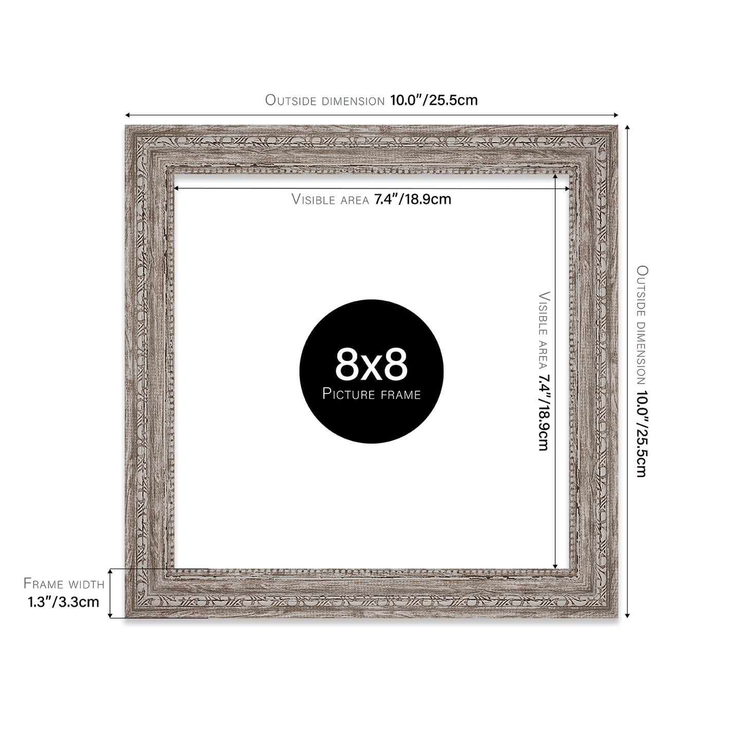 8x8 traditional ornate photo frame wood