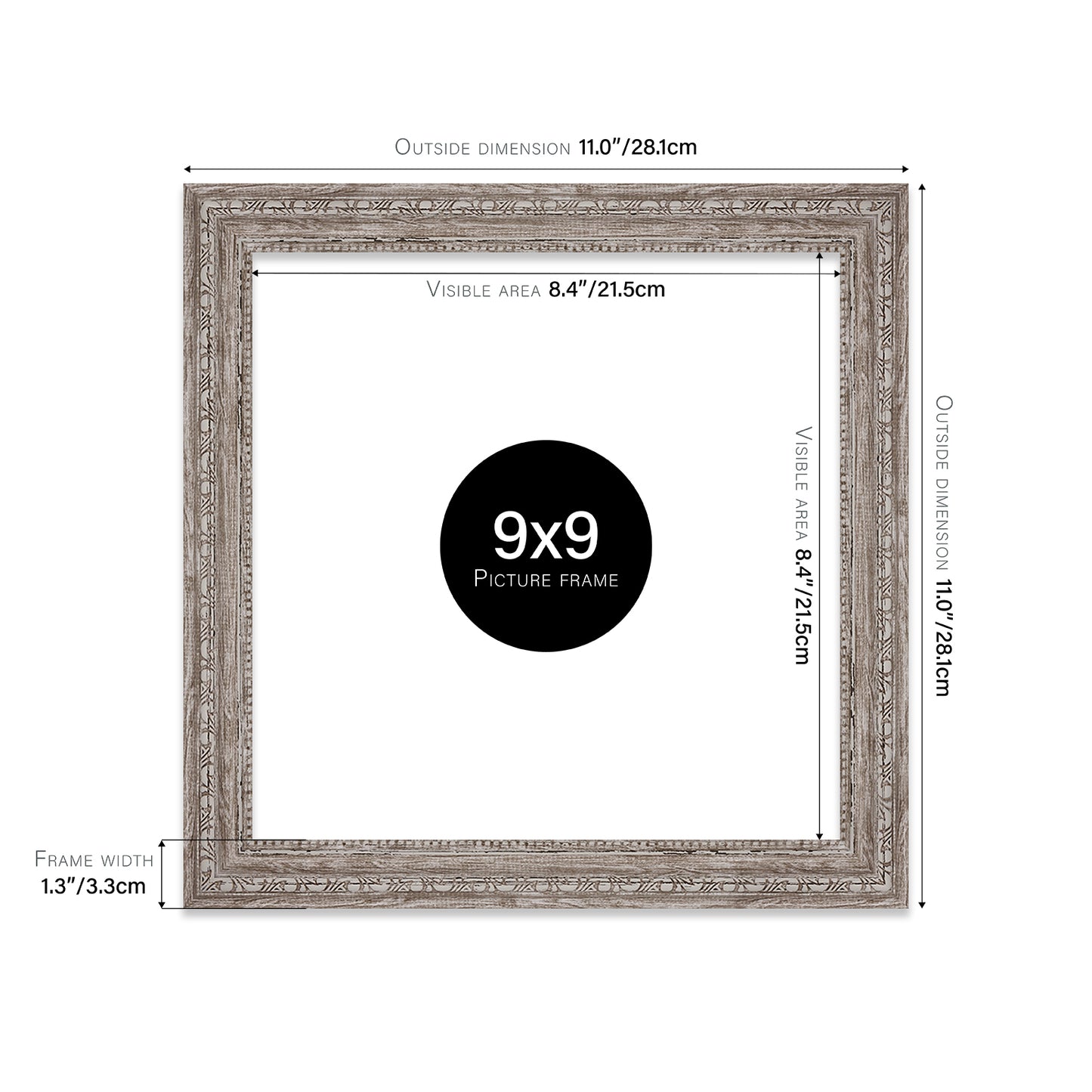 9x9 UK manufactured walnut picture frames