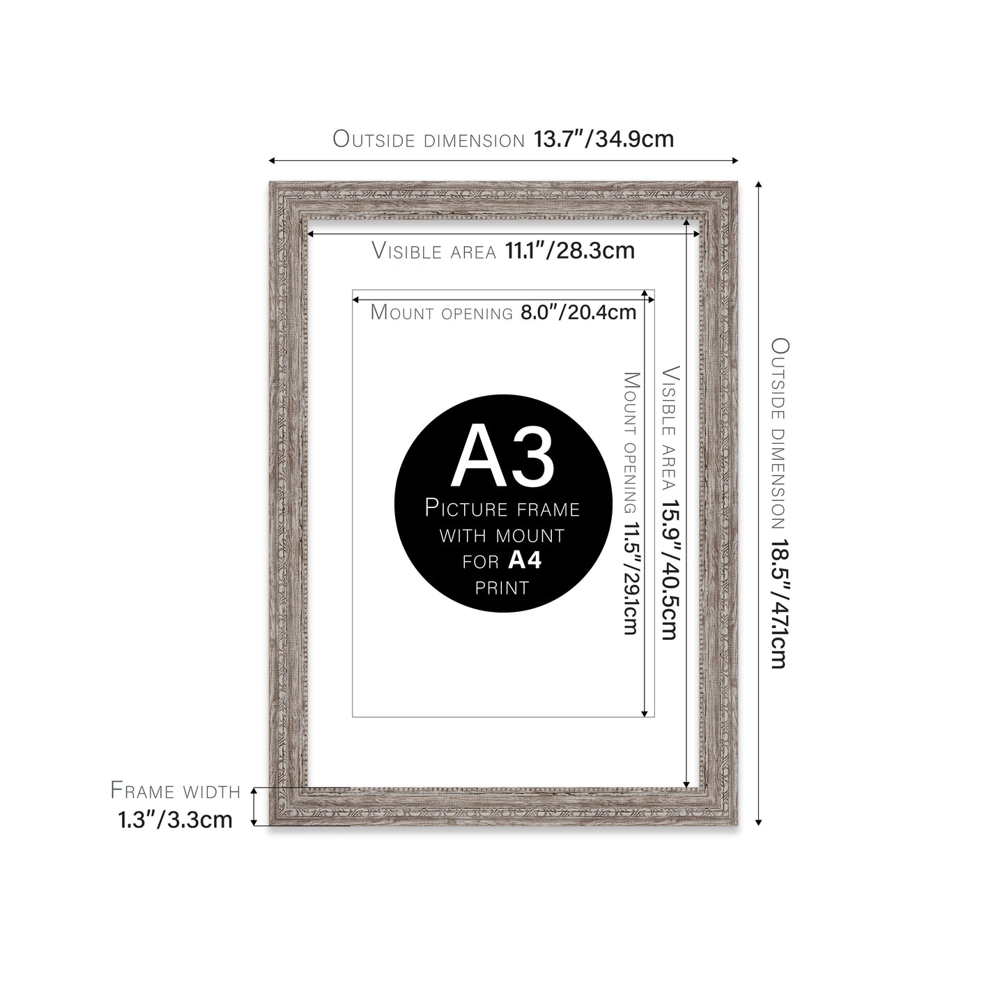 A2 walnut wall picture frame decorative