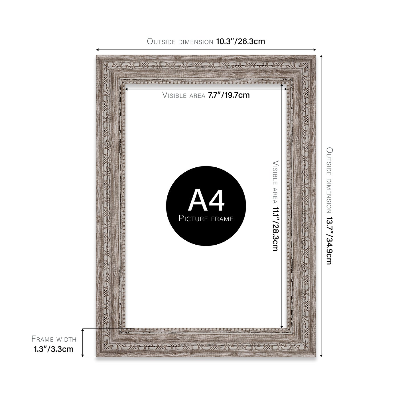 A3 baroque style picture frame walnut