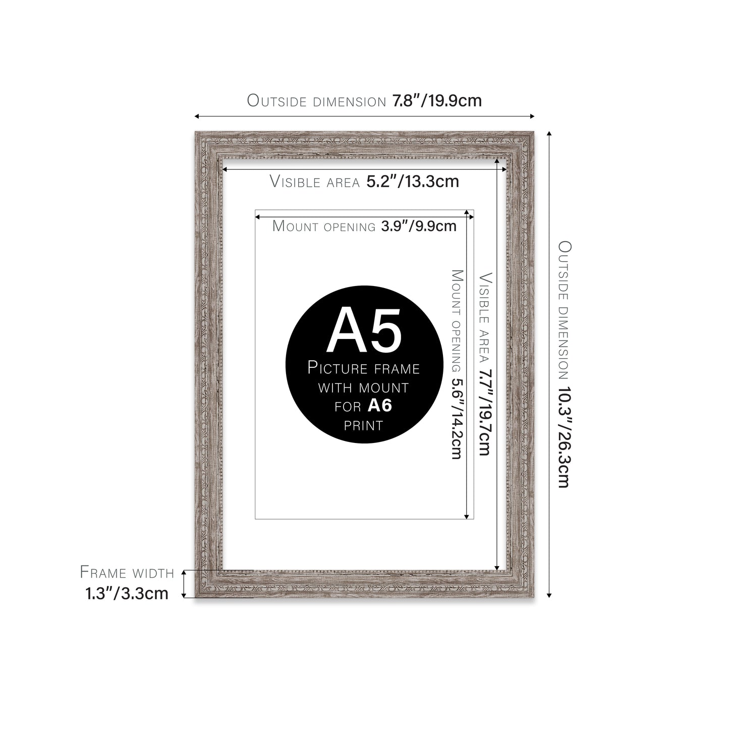 A3 walnut antique style photo frame