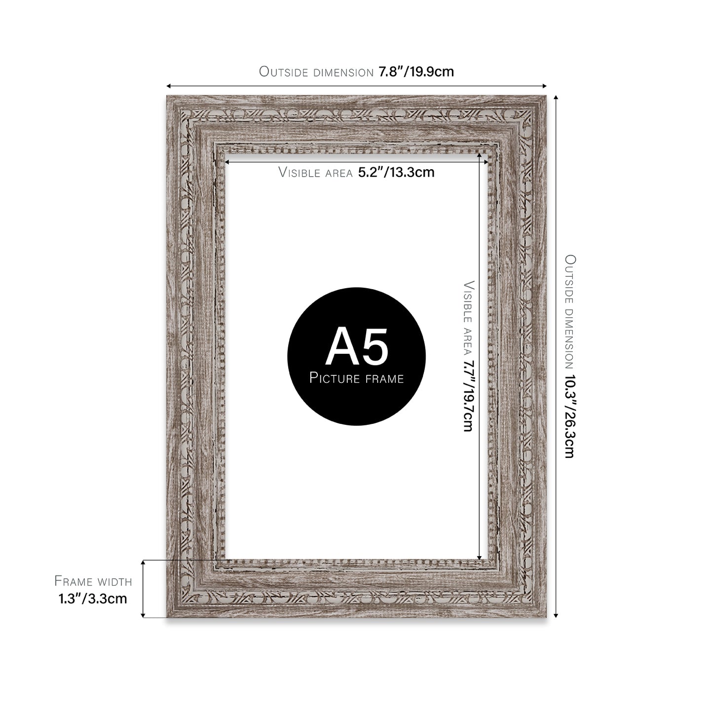 A4 vintage style walnut frame