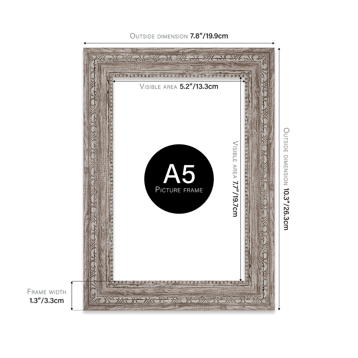 A4 vintage style walnut frame