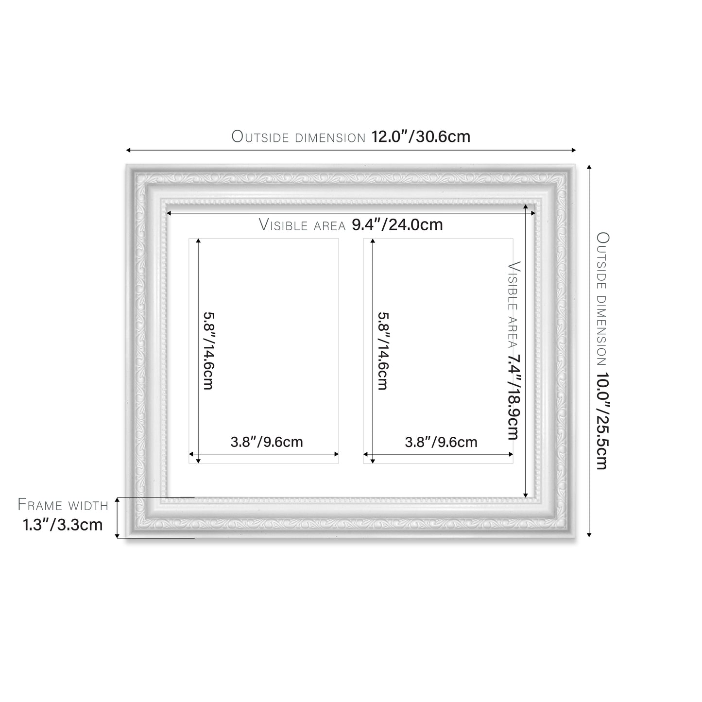 White Ornate Picture Frame 33mm Edge