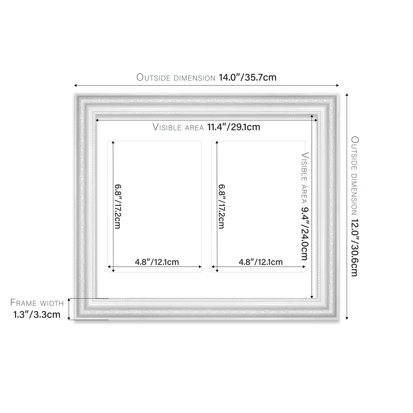 White Ornate Picture Frame 33mm Edge