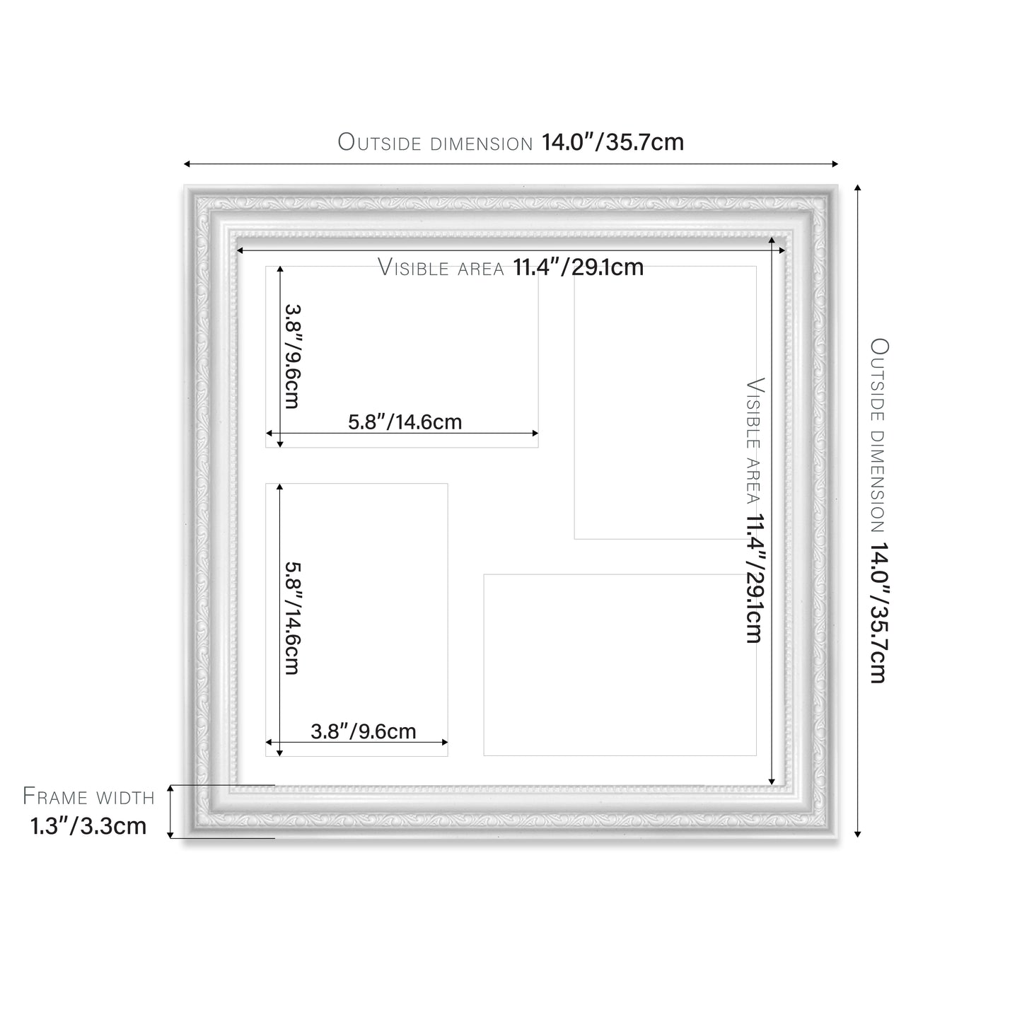 White Ornate Picture Frame 33mm Edge