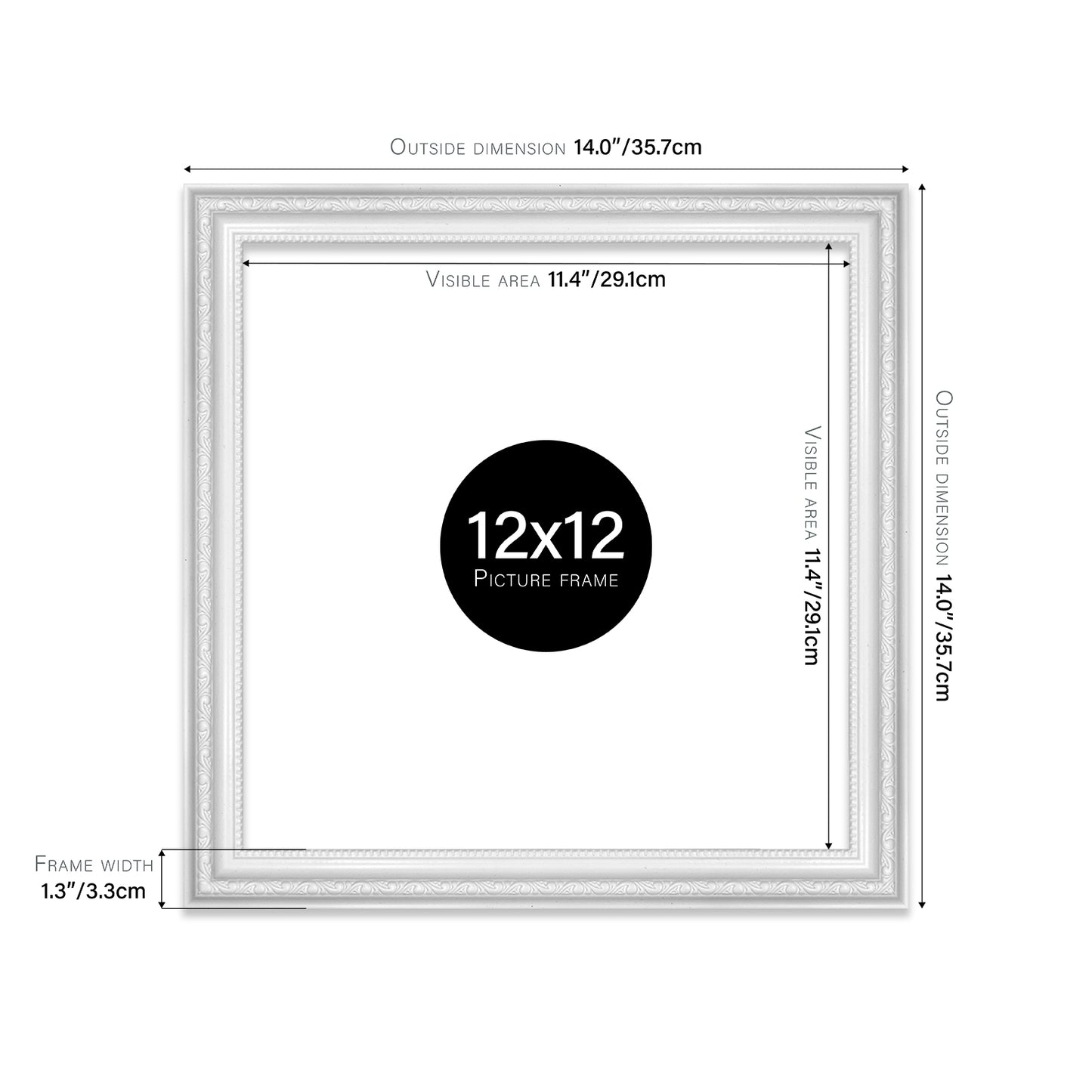 White Ornate Picture Frame 33mm Edge