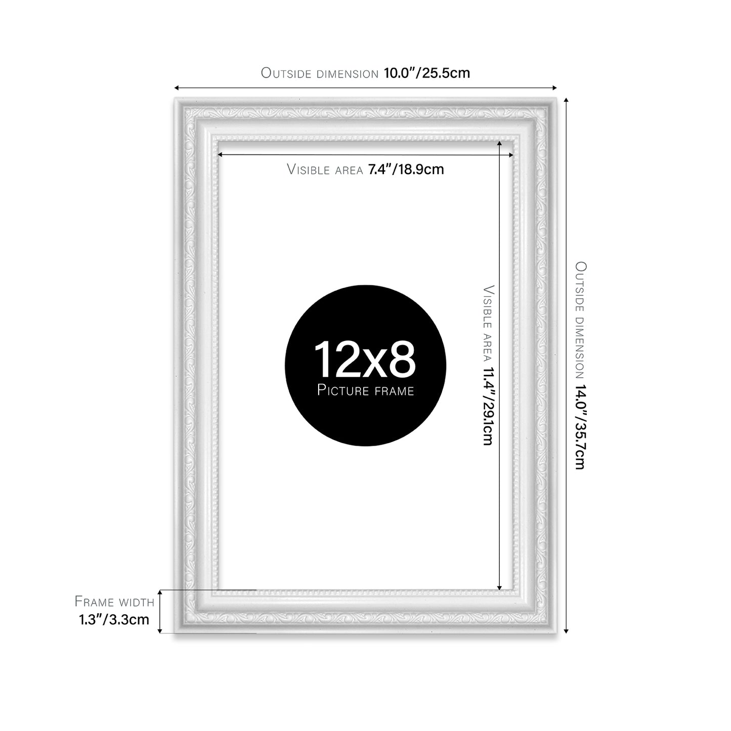 White Ornate Picture Frame 33mm Edge