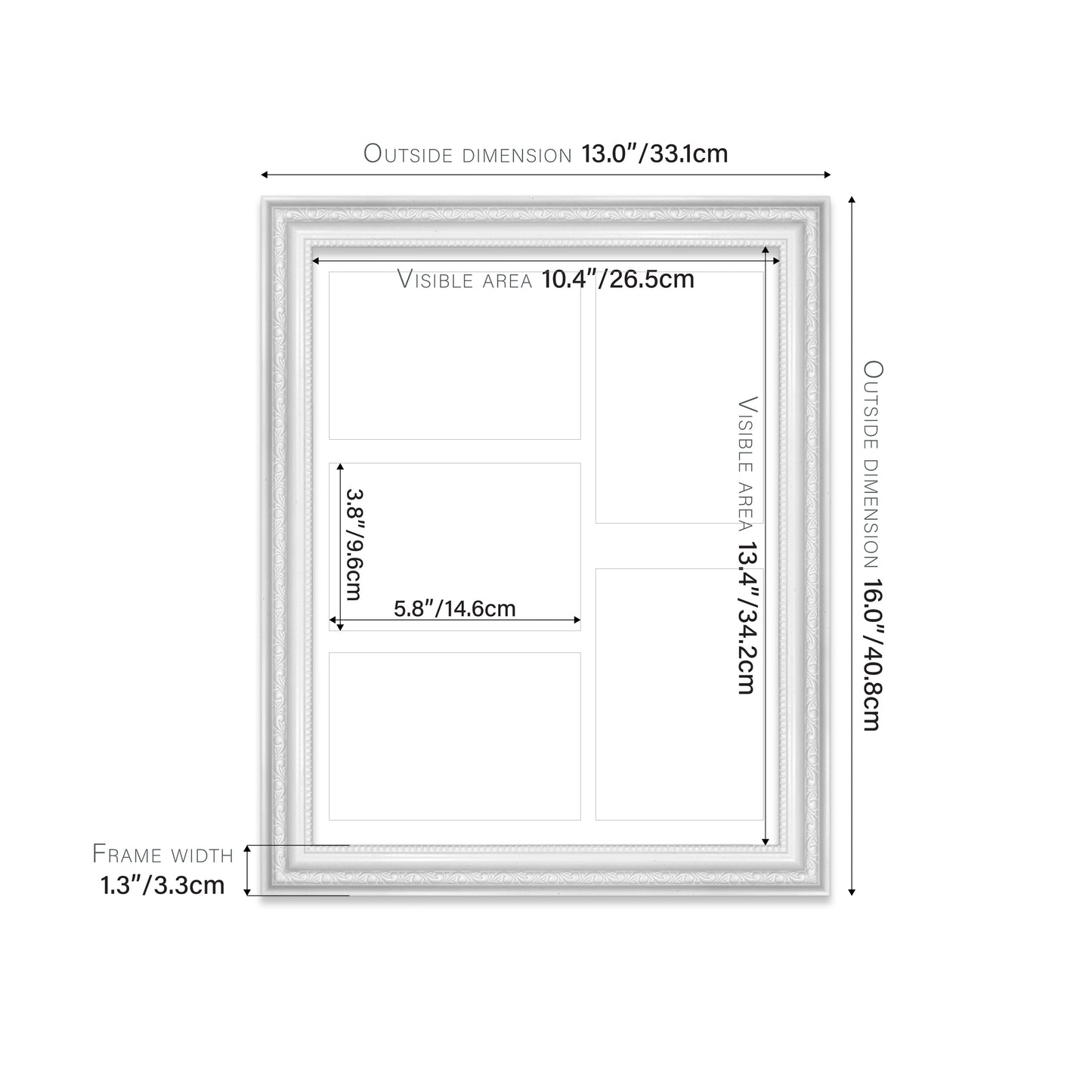 White Ornate Picture Frame 33mm Edge