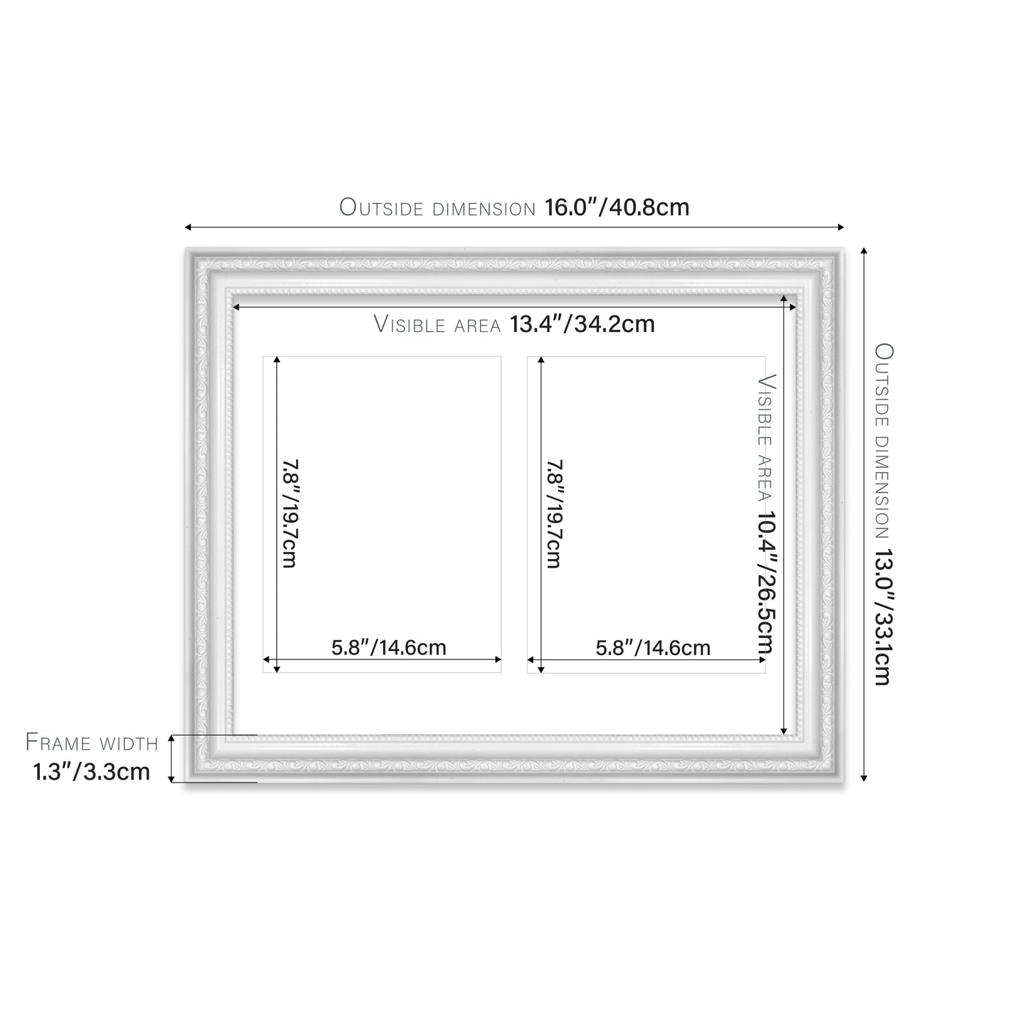 White Ornate Picture Frame 33mm Edge