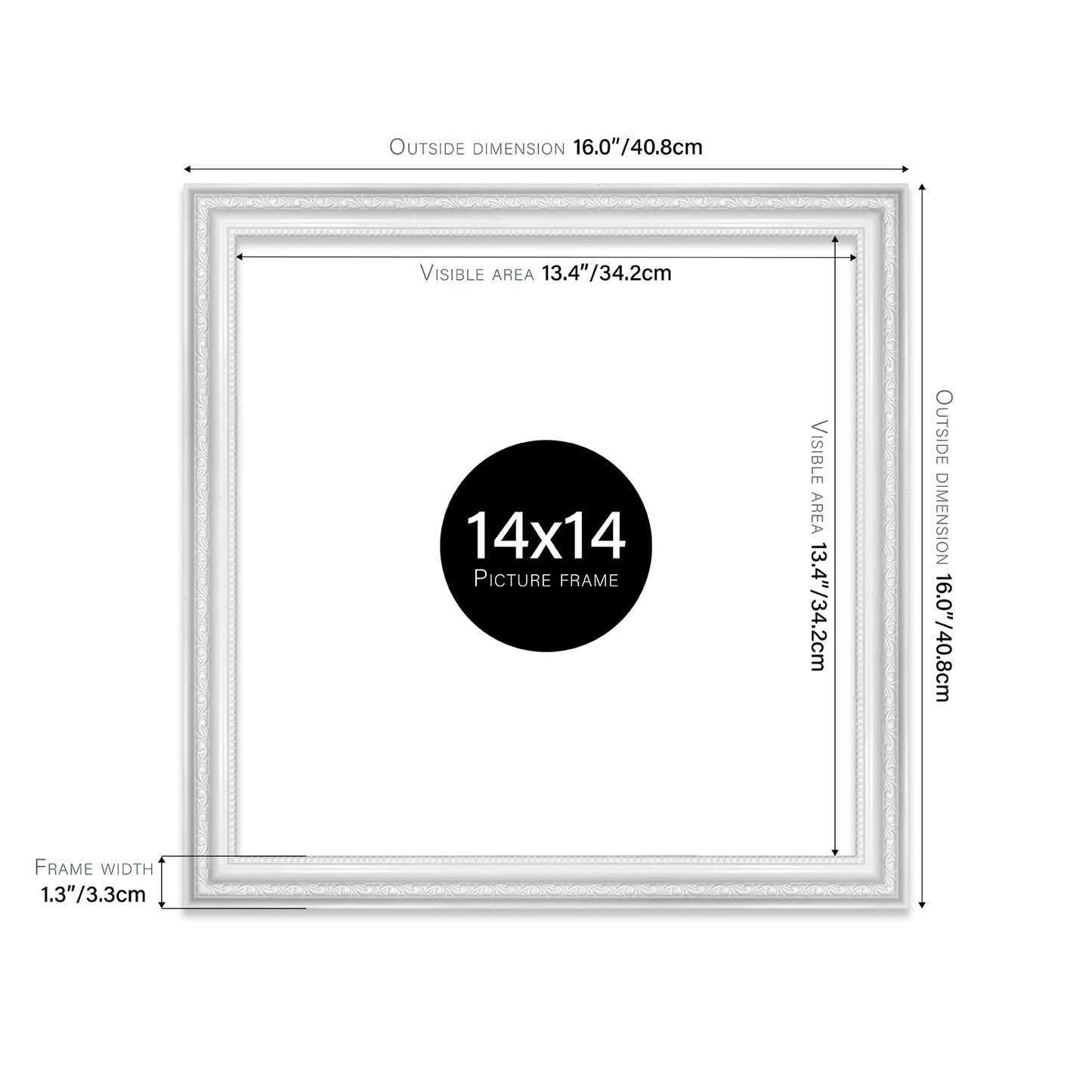 White Ornate Picture Frame 33mm Edge