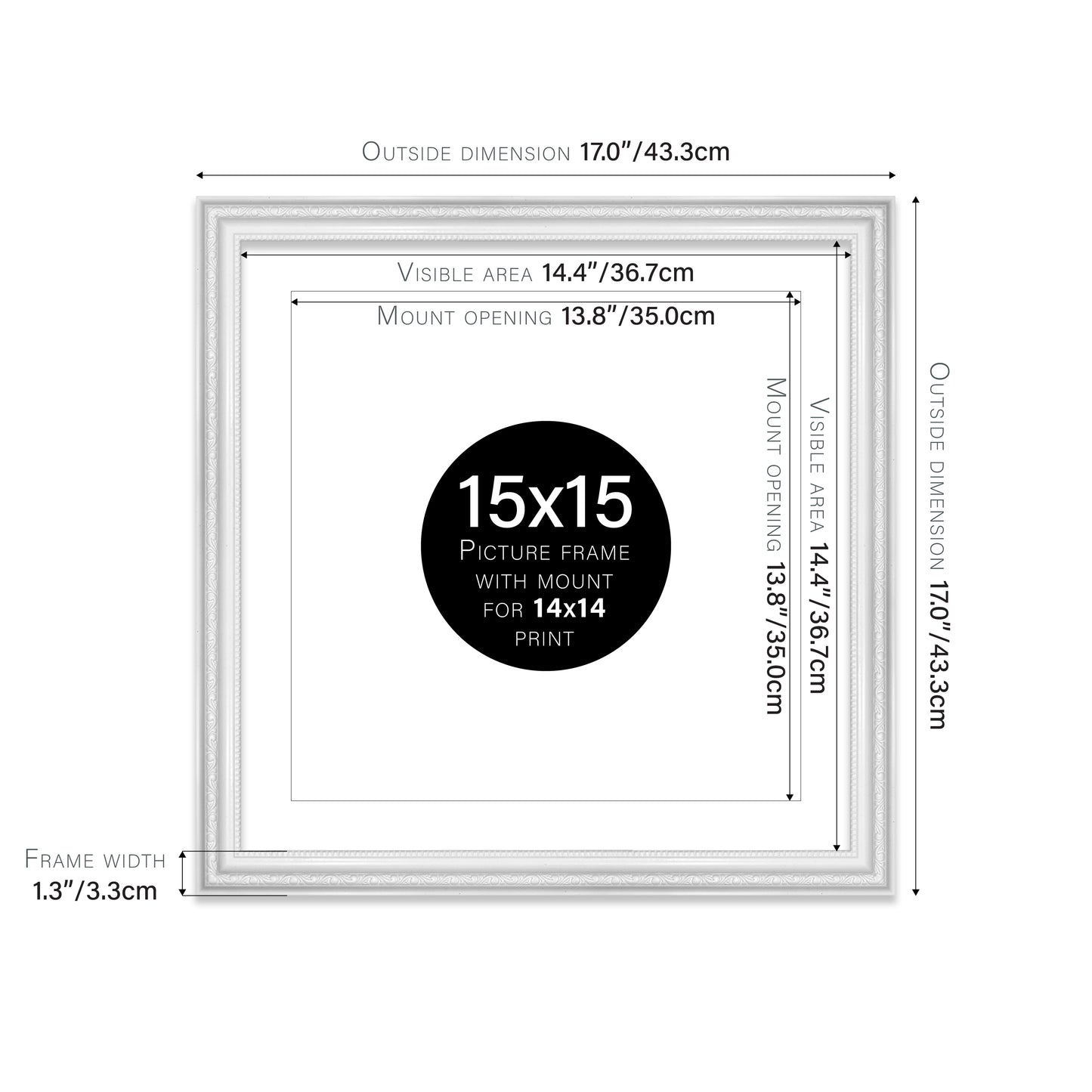 White Ornate Picture Frame 33mm Edge