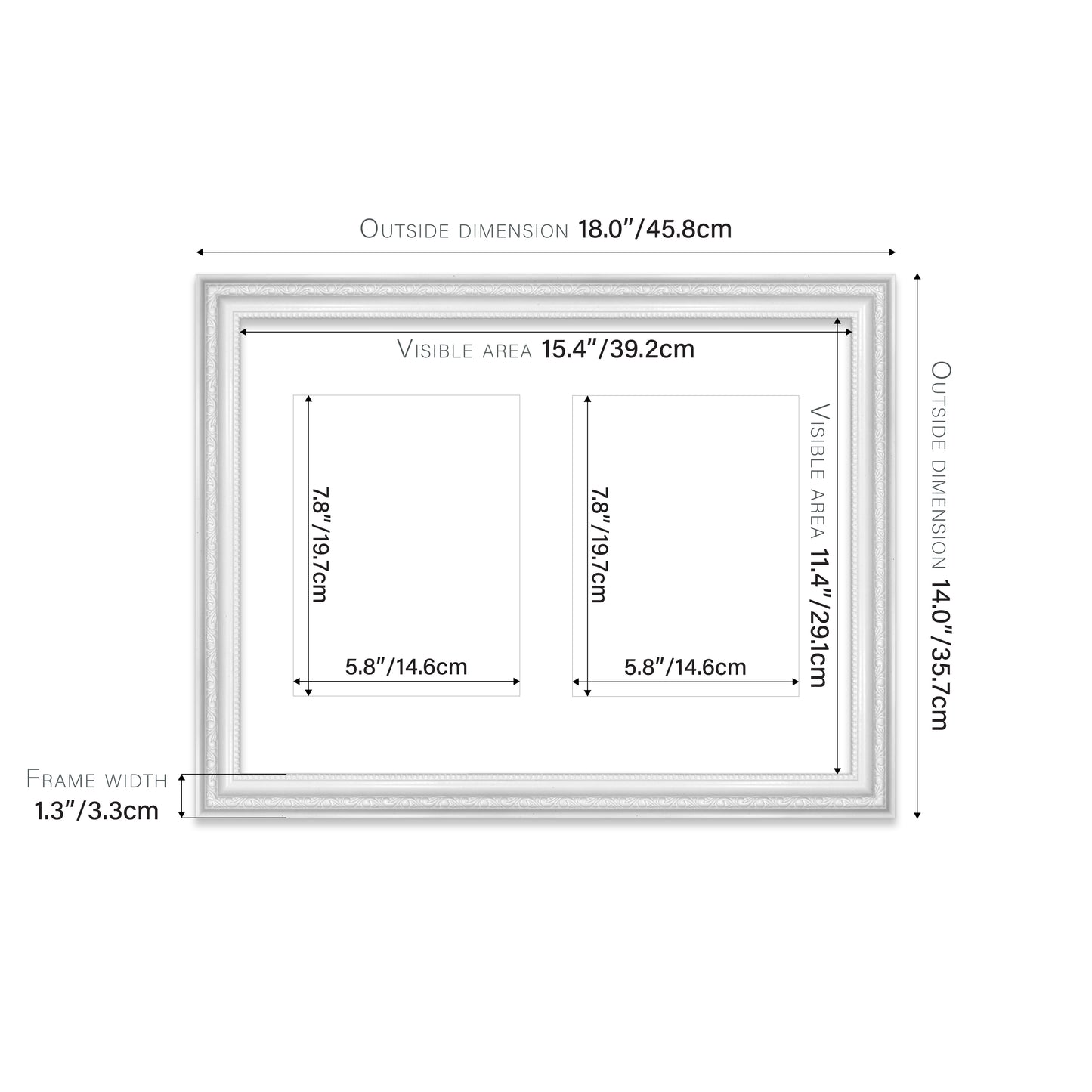 White Ornate Picture Frame 33mm Edge