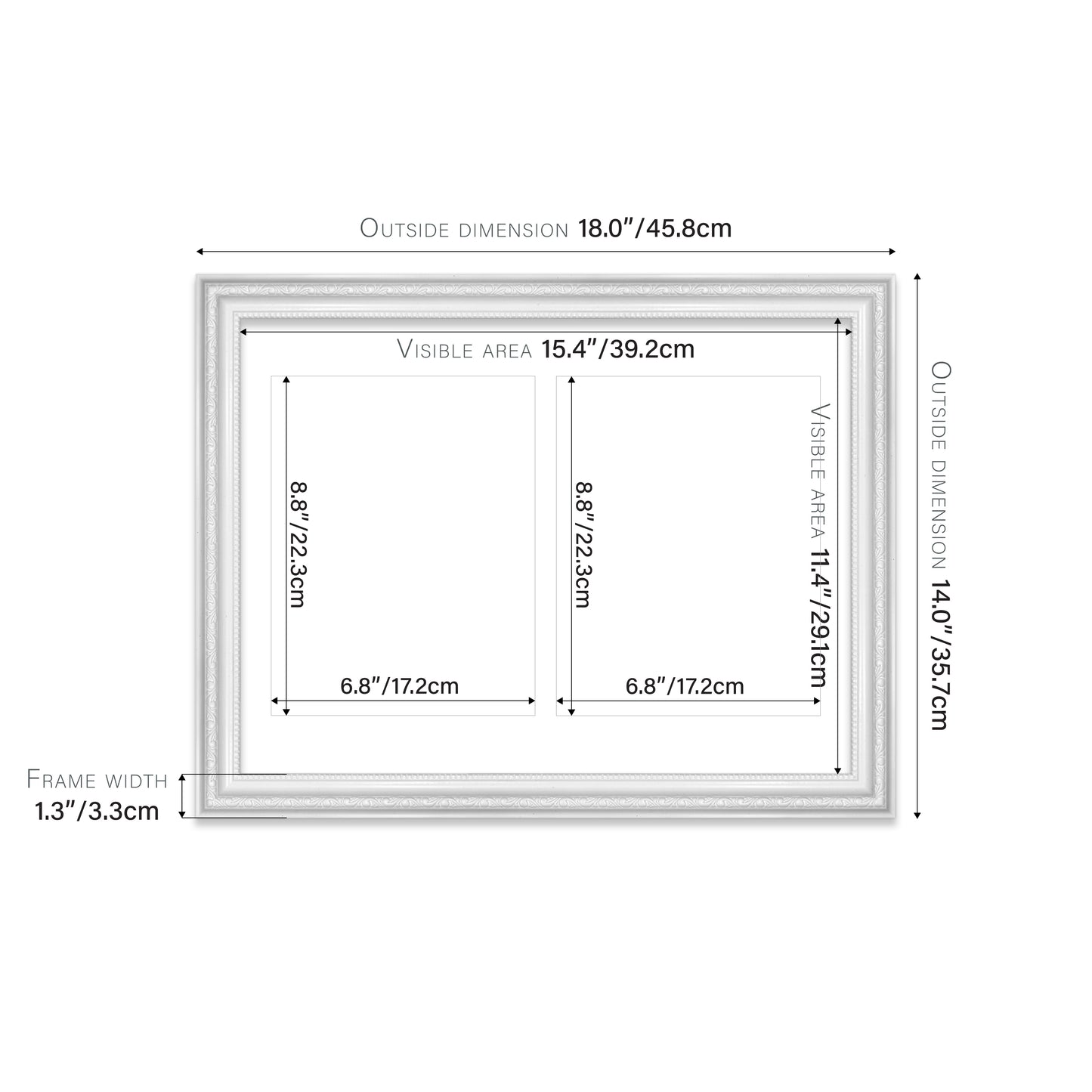 White Ornate Picture Frame 33mm Edge