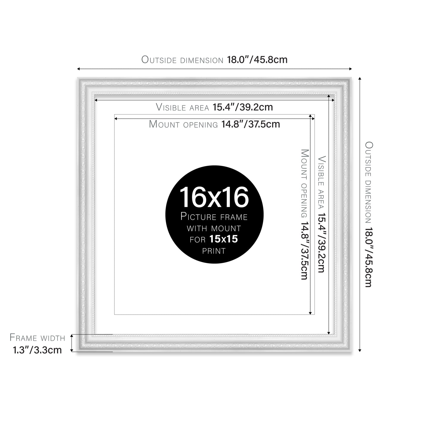 White Ornate Picture Frame 33mm Edge
