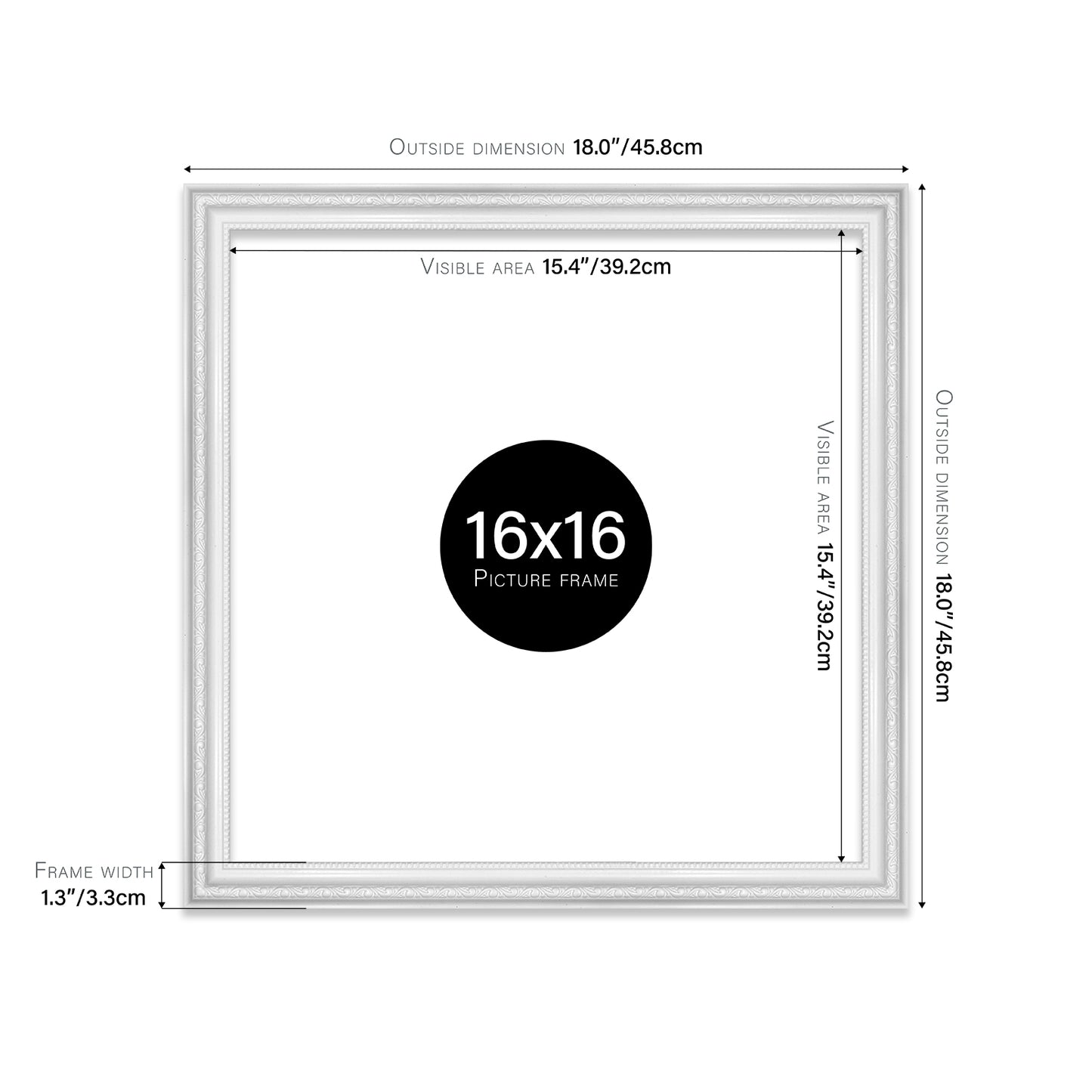 White Ornate Picture Frame 33mm Edge