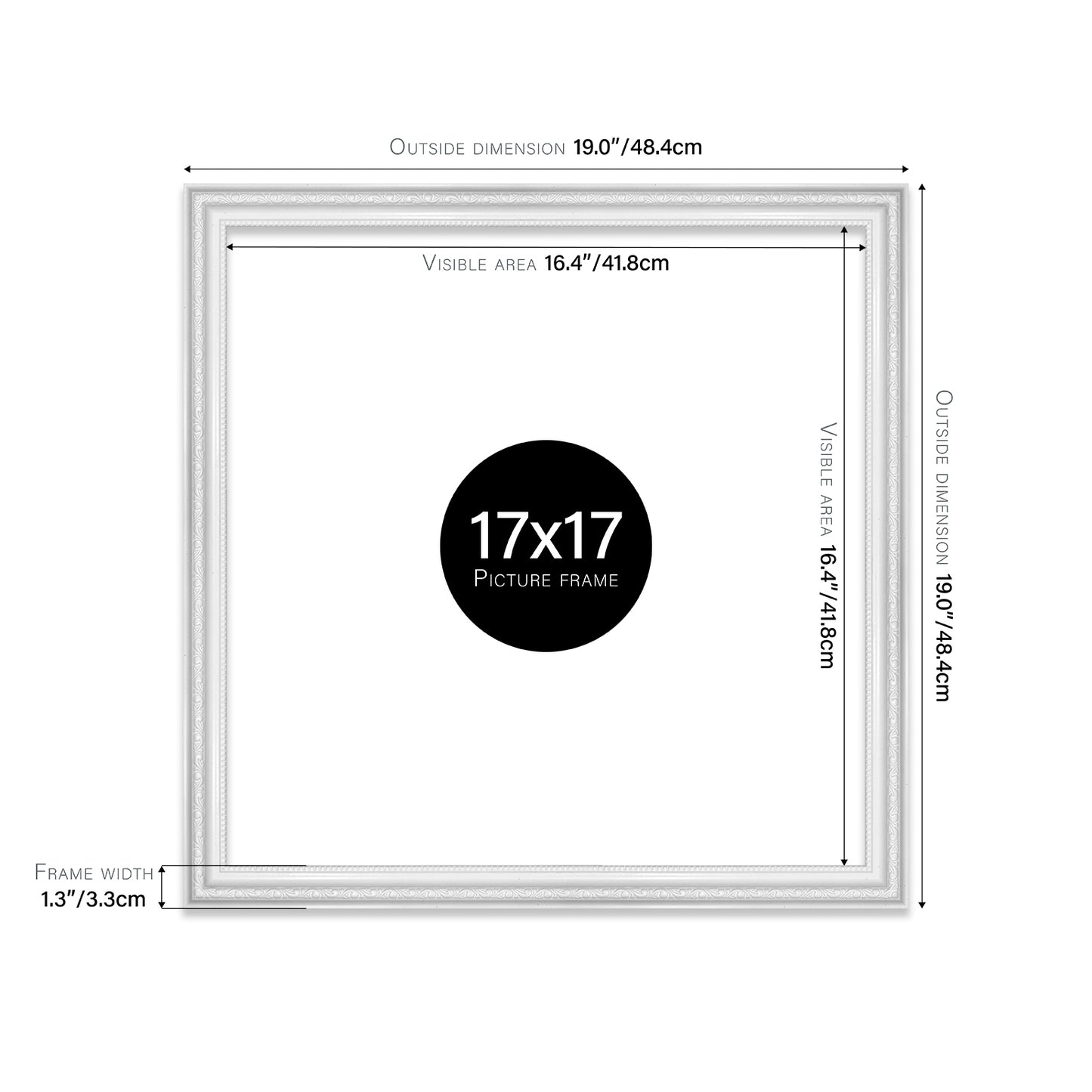 White Ornate Picture Frame 33mm Edge