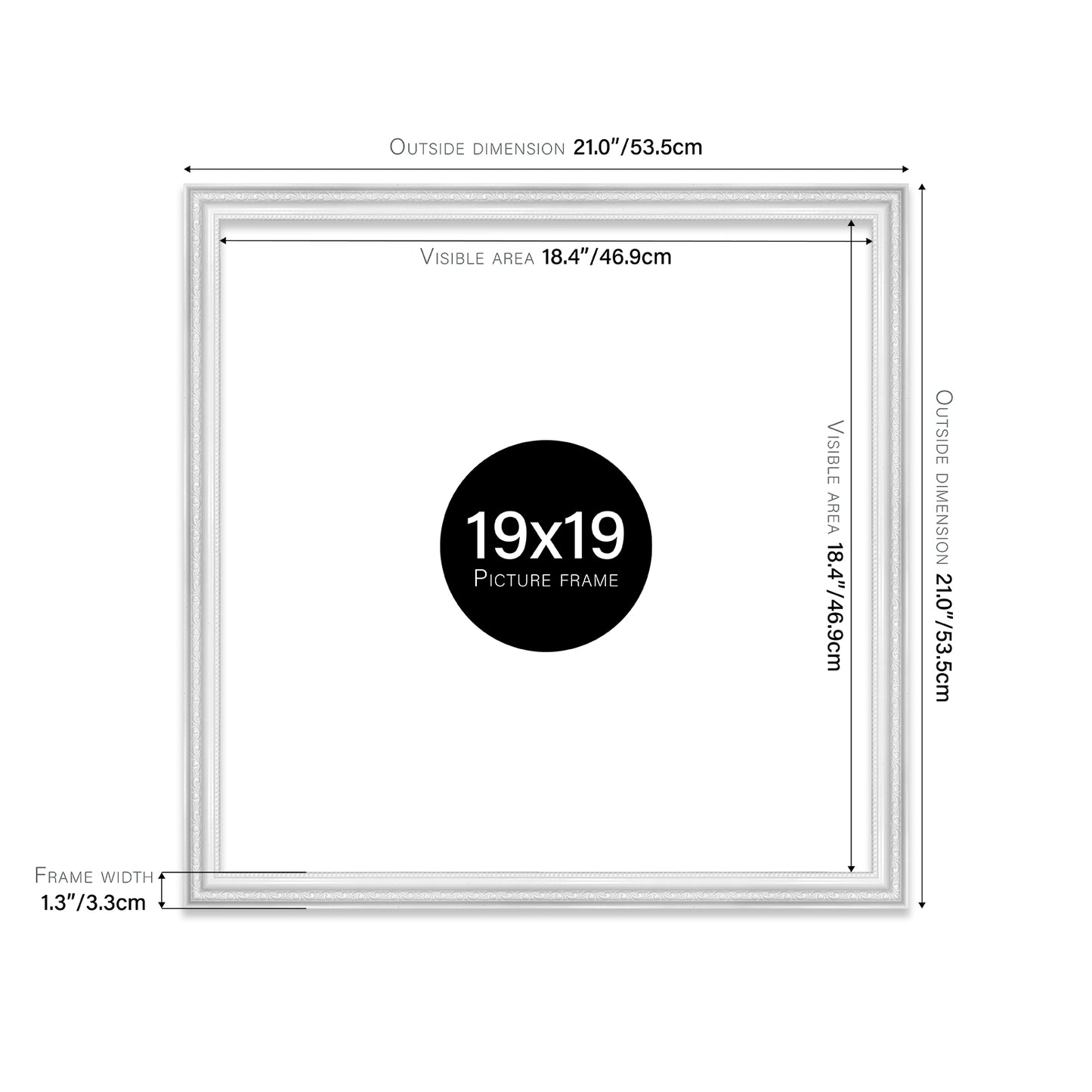 White Ornate Picture Frame 33mm Edge