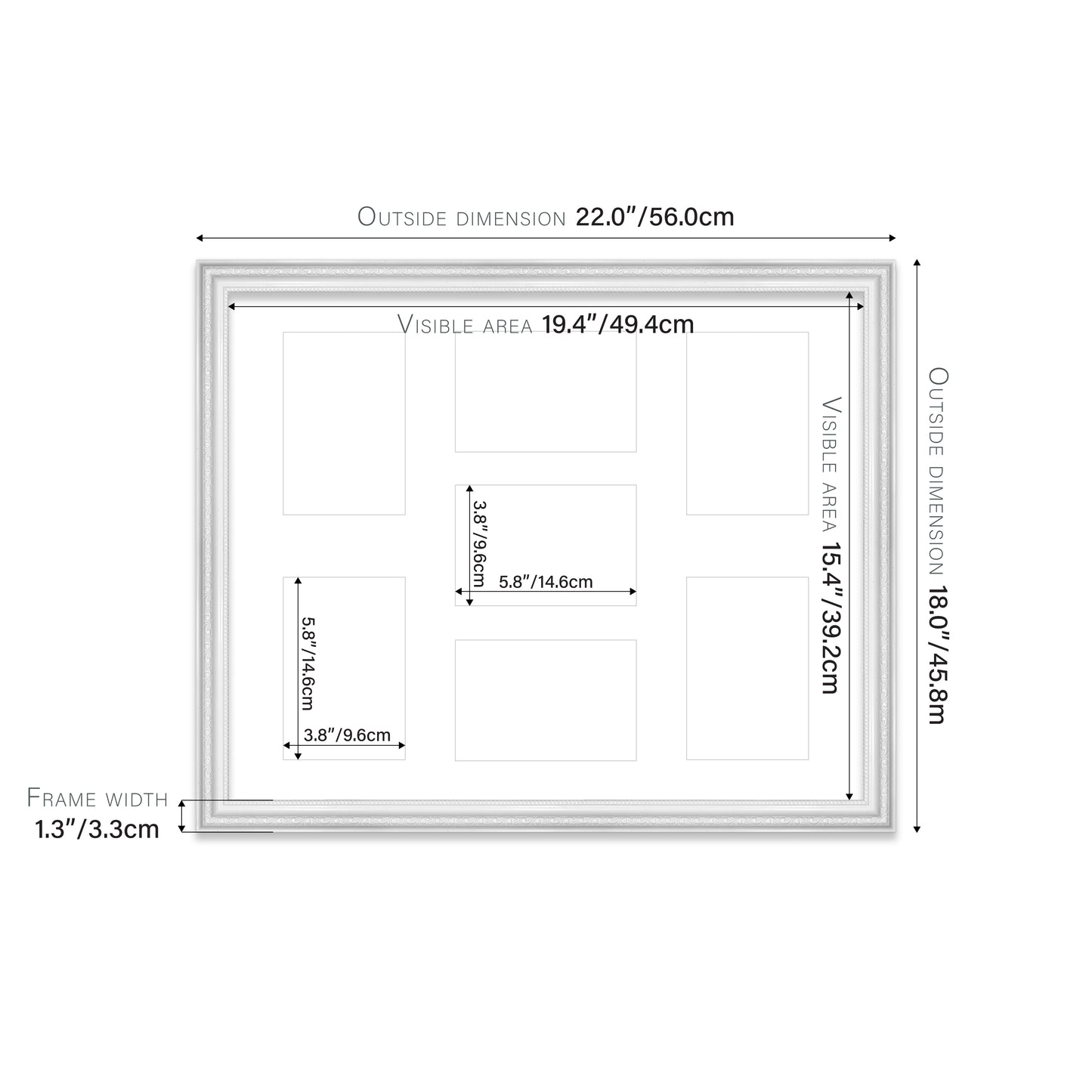 White Ornate Picture Frame 33mm Edge