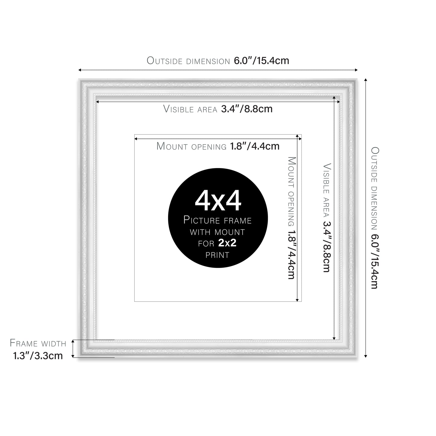 White Ornate Picture Frame 33mm Edge