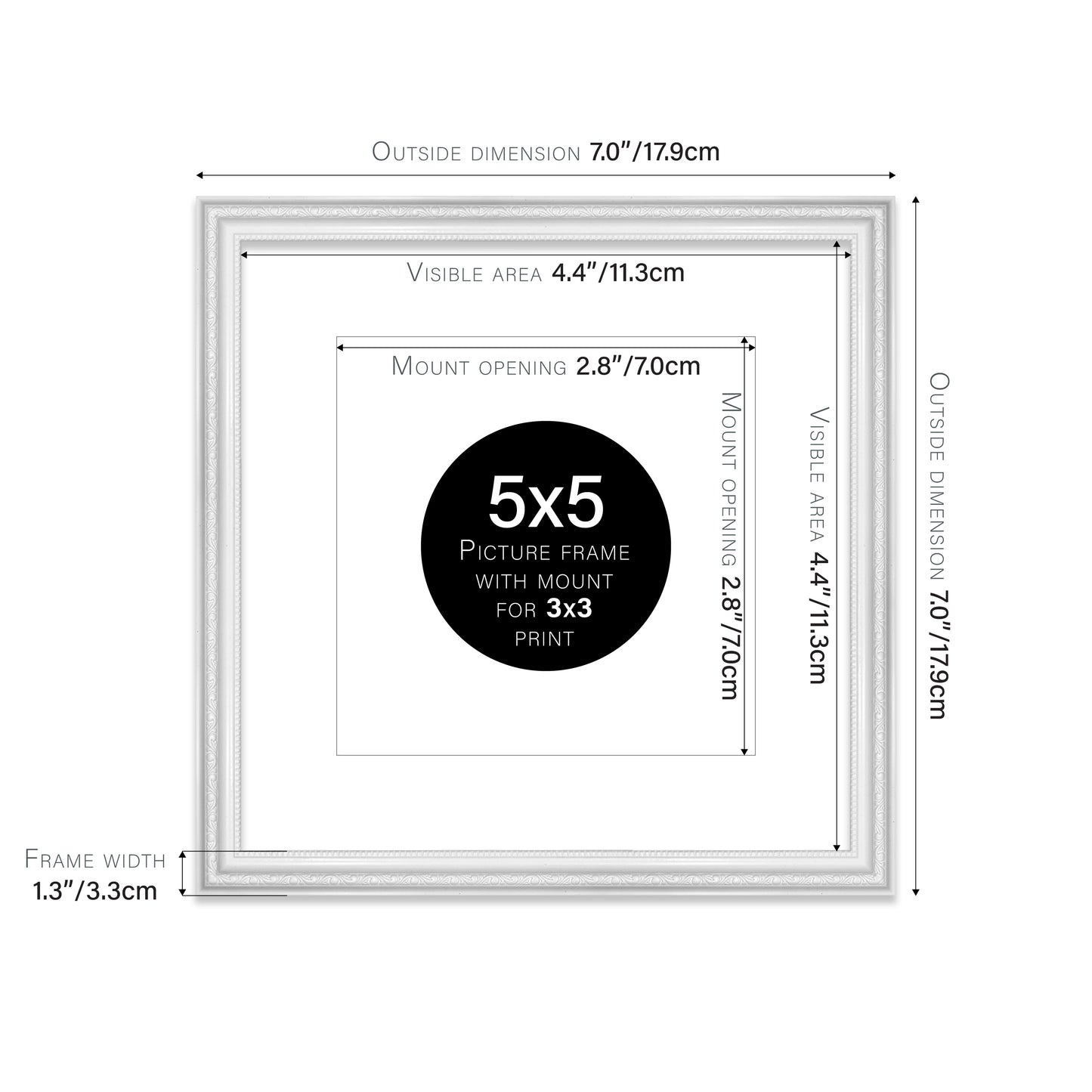 White Ornate Picture Frame 33mm Edge