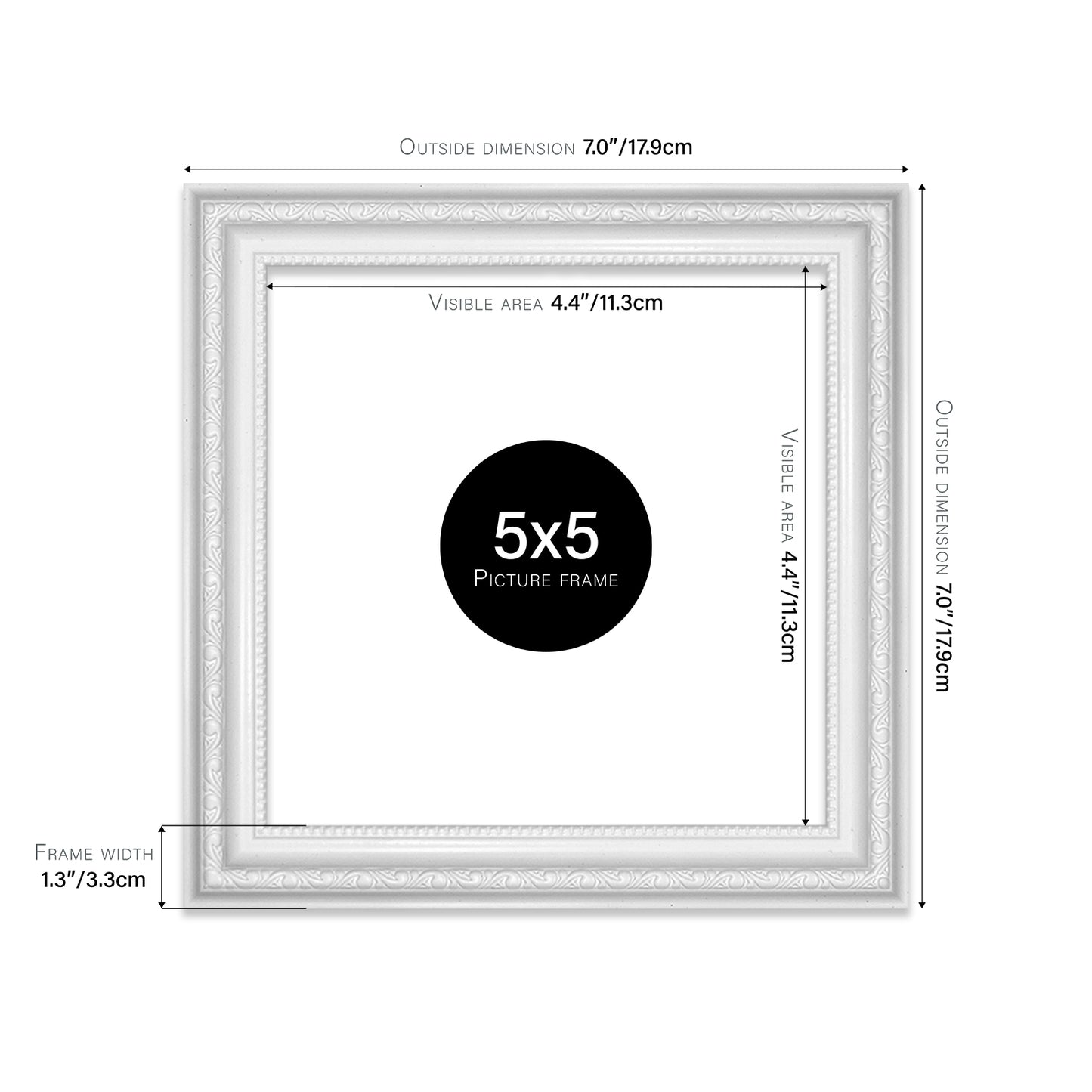 White Ornate Picture Frame 33mm Edge