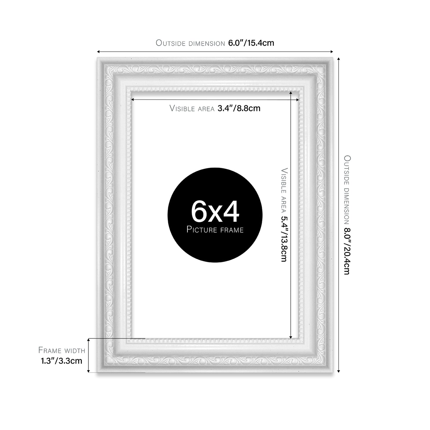 White Ornate Picture Frame 33mm Edge