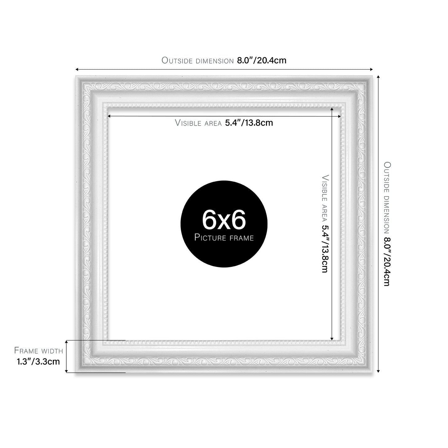 White Ornate Picture Frame 33mm Edge