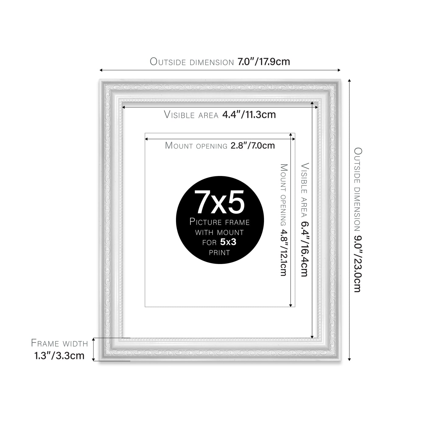 White Ornate Picture Frame 33mm Edge