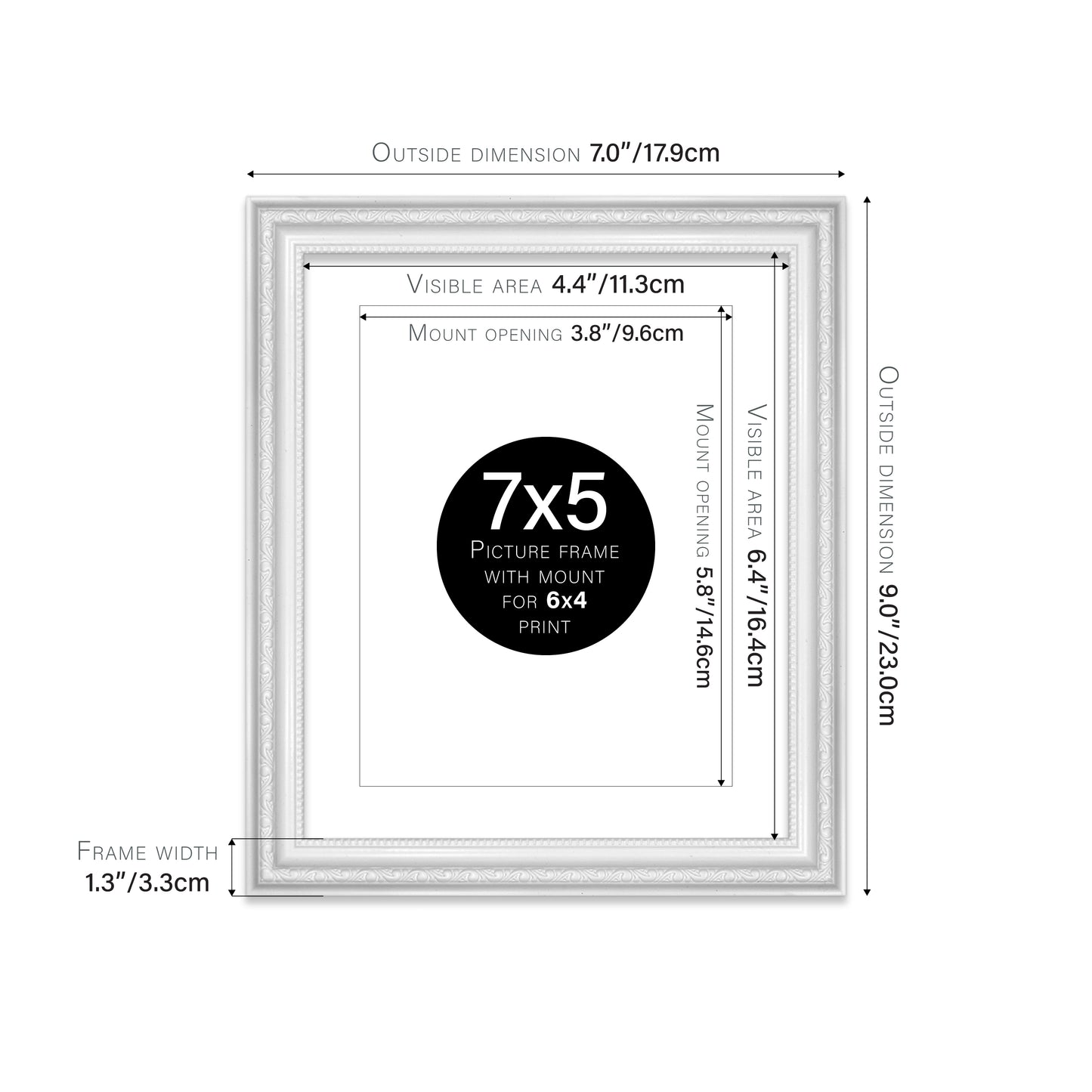 White Ornate Picture Frame 33mm Edge