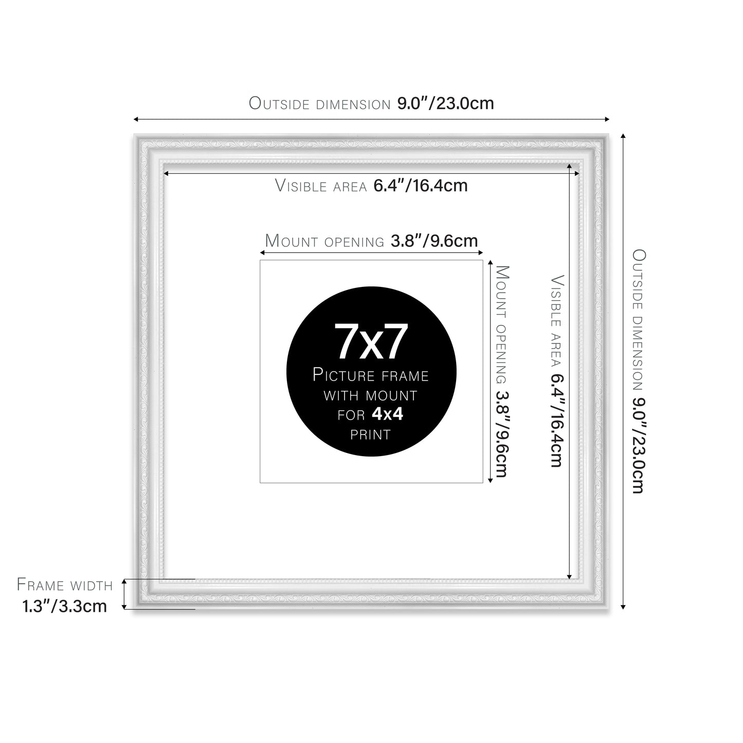 White Ornate Picture Frame 33mm Edge