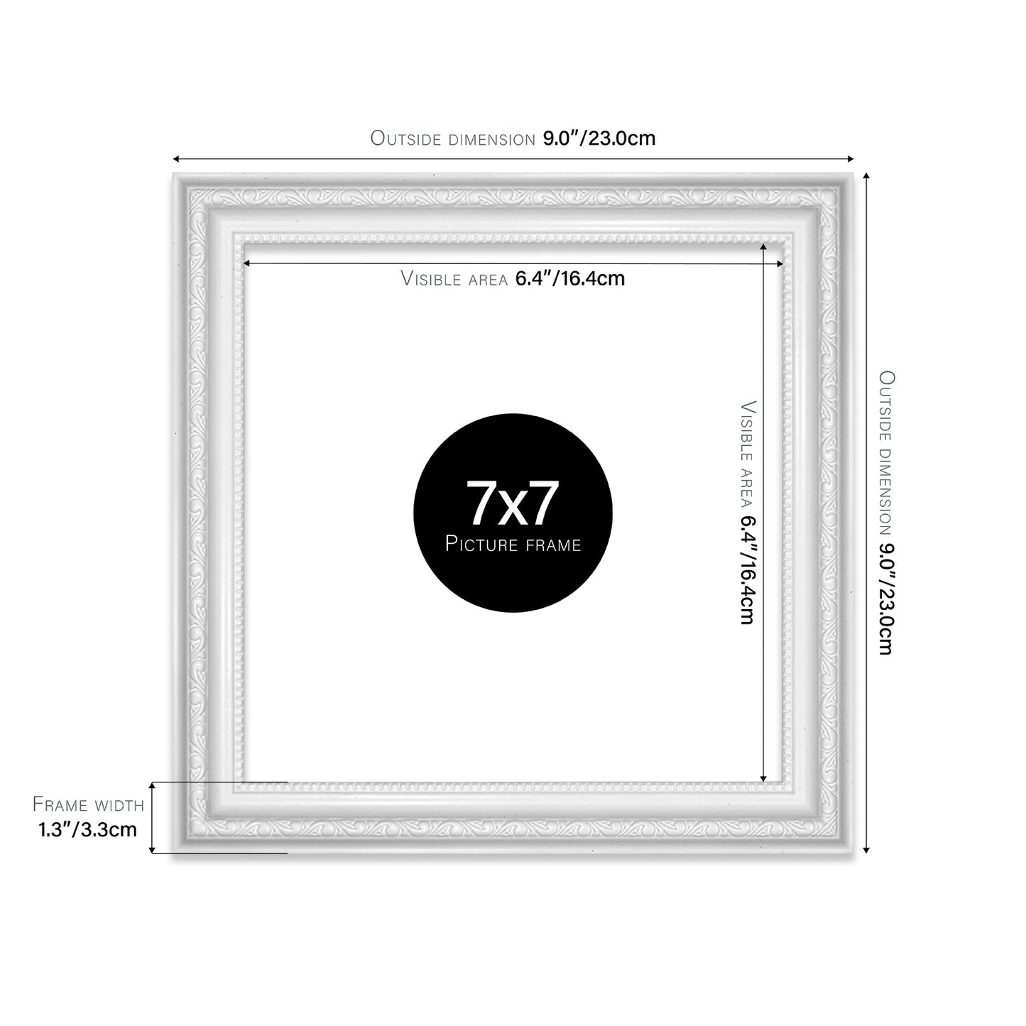White Ornate Picture Frame 33mm Edge