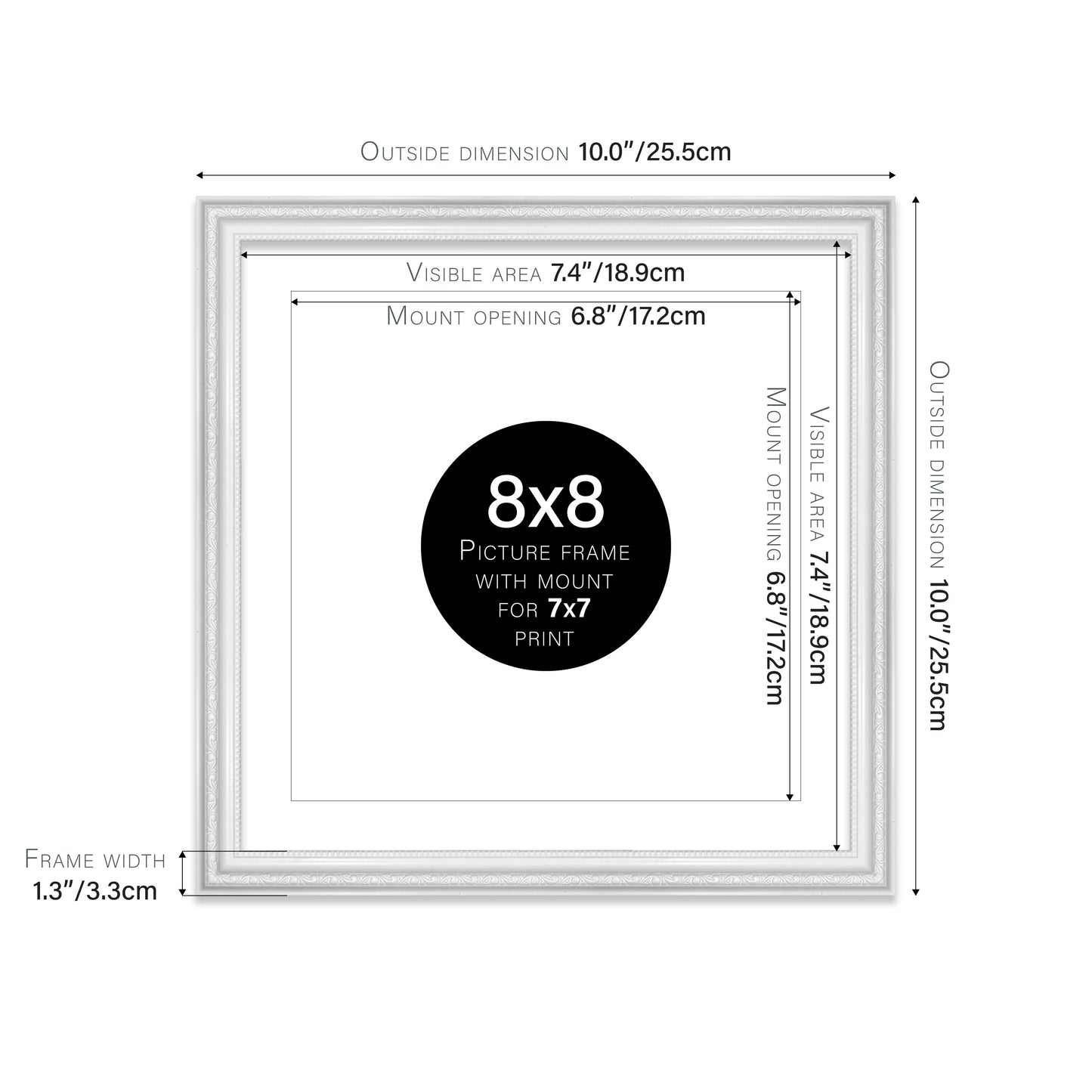 White Ornate Picture Frame 33mm Edge