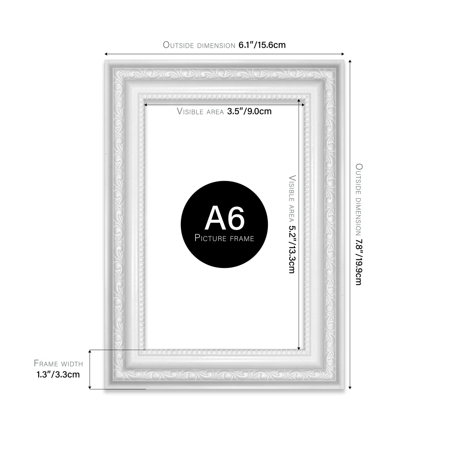 White Ornate Picture Frame 33mm Edge